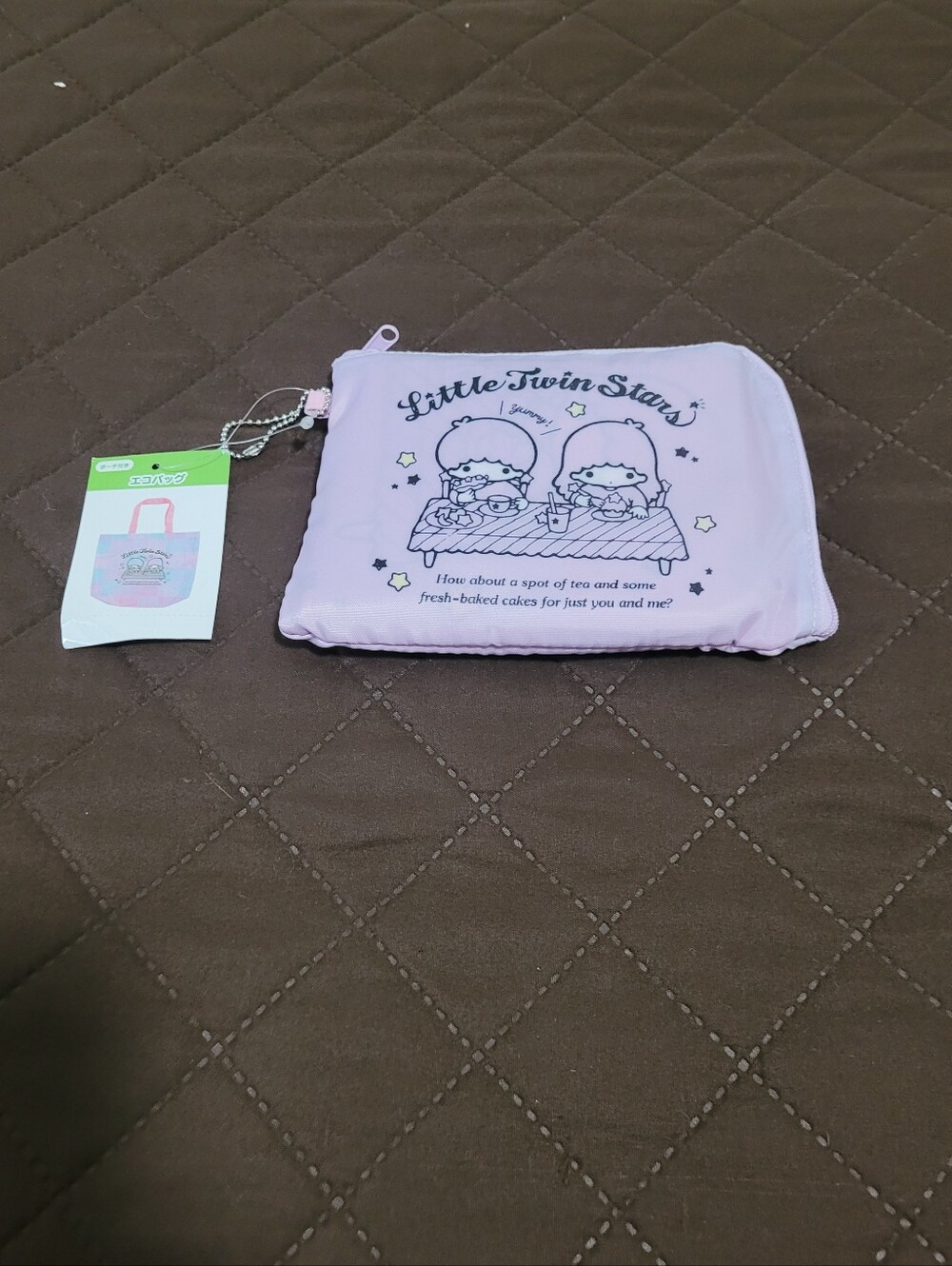 NWT Sanrio Little Twin Stars Pink Foldable Tote Pouch
